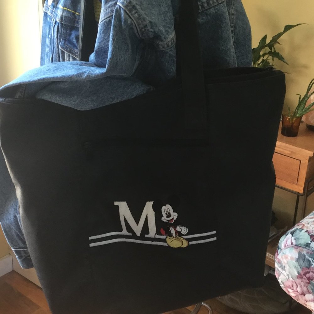 Embroidered Mickey mouse faux leather tote